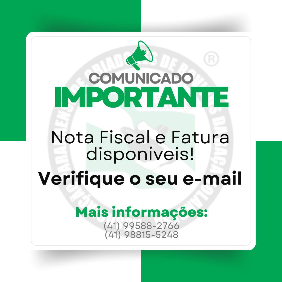 ATENÇÃO ASSOCIADO - NOTA FISCAL E FATURA DISPONÍVEIS